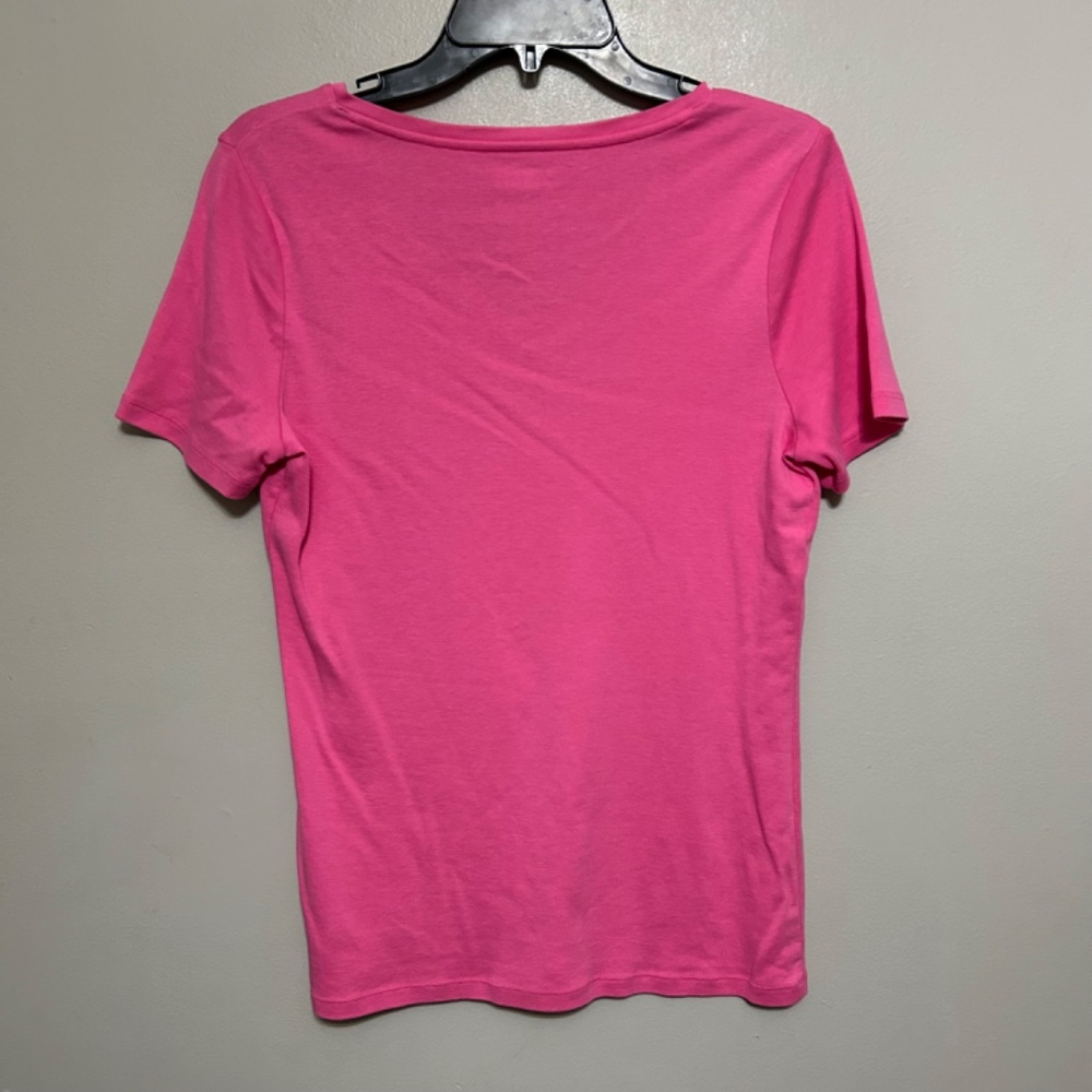 Talbots Women's T-Shirt M Pink V-Neck Short Sleeve Casual Feminine Colorful Fun - Picture 2 of 6
